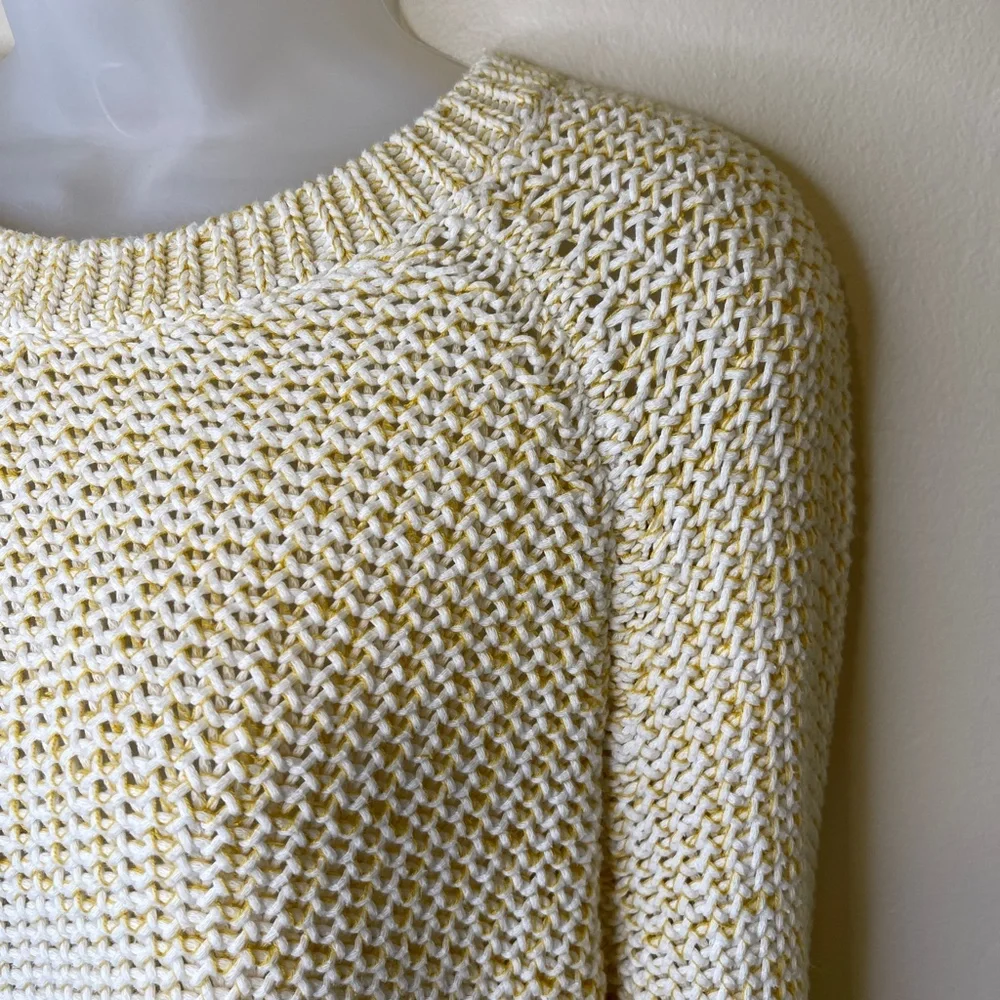 Vince | Chartreuse Chunky Knit Crew Neck Long Sleeve Banded Cuffs Tunic Sweater - Picture 5 of 13